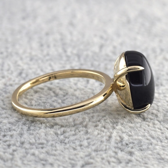 14kt Gold Ring Black Onyx Cabochon - Picture 2 of 4
